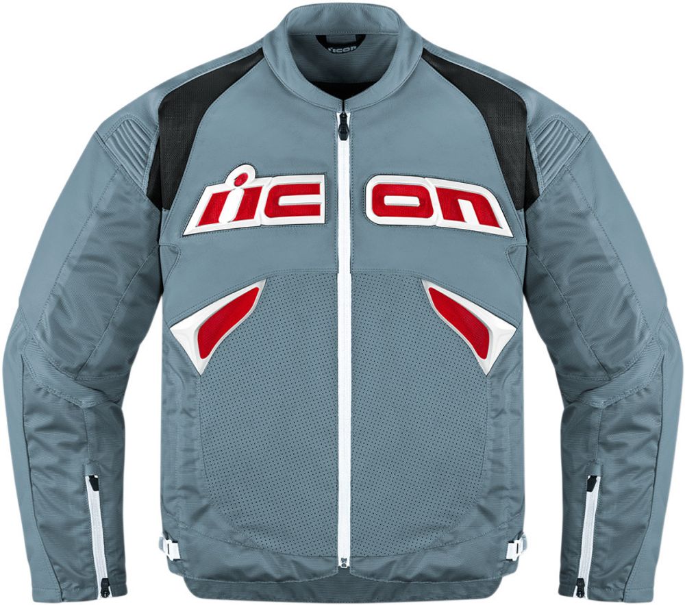 Мотокуртка - ICON SANCTUARY (кожа, серо-красная)