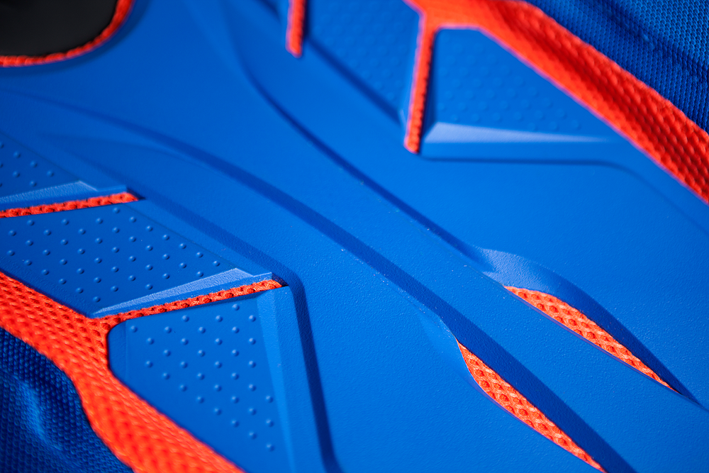 Мотокуртка - ICON OVERLORD RESISTANCE (текстиль, сине-оранжевая)