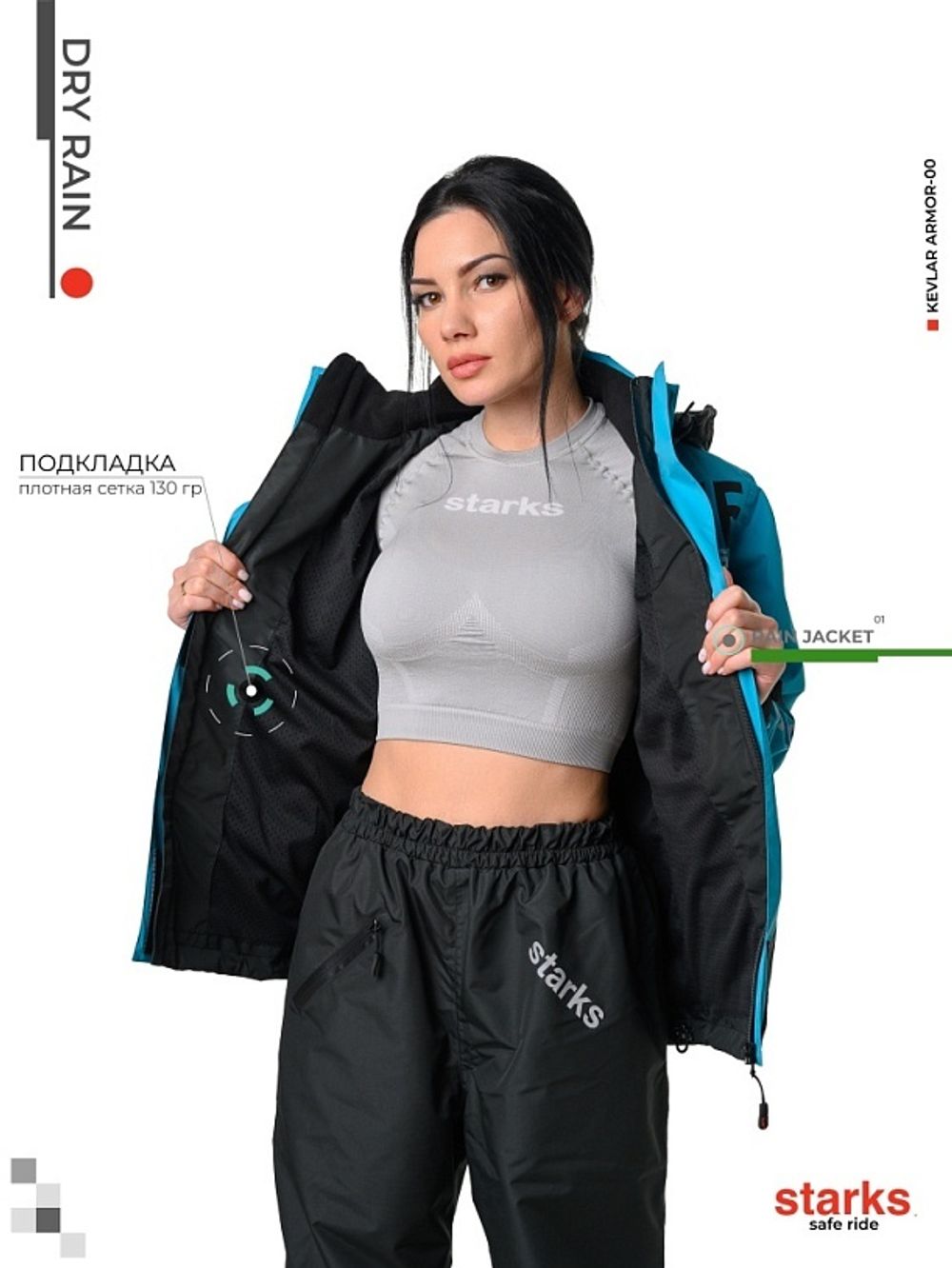 Dry Rain Дождевая куртка / Женская / Черно-синяя