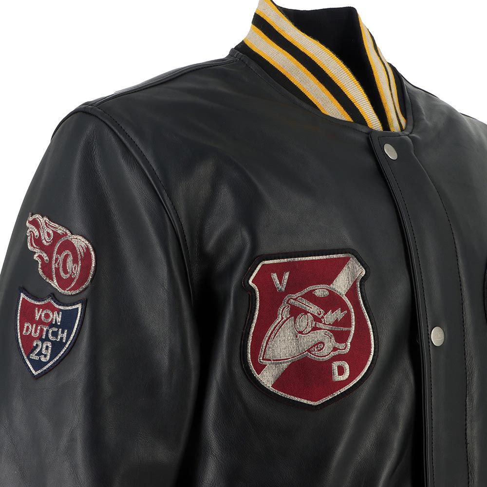 Von Dutch - Collegian Cuir Rag Jacket / Черно-желтый