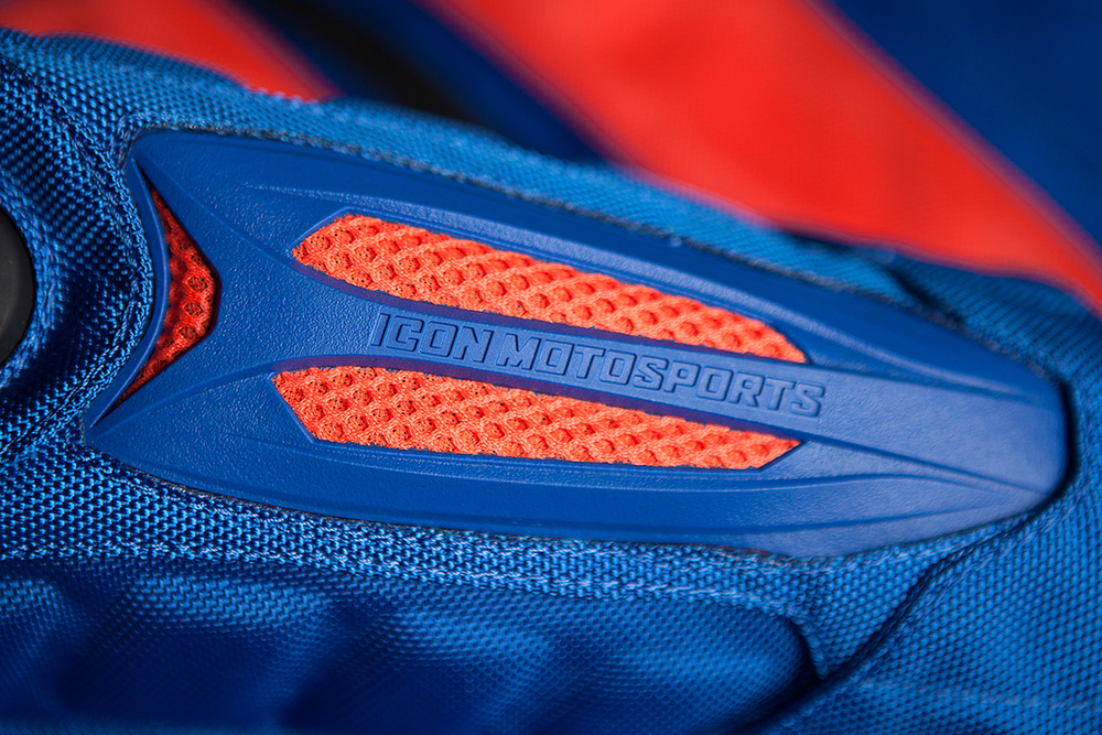 Мотокуртка - ICON OVERLORD RESISTANCE (текстиль, сине-оранжевая)