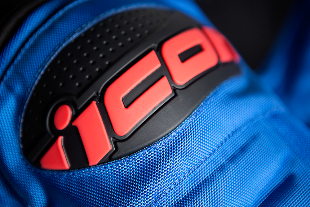 Мотокуртка - ICON OVERLORD RESISTANCE (текстиль, сине-оранжевая)