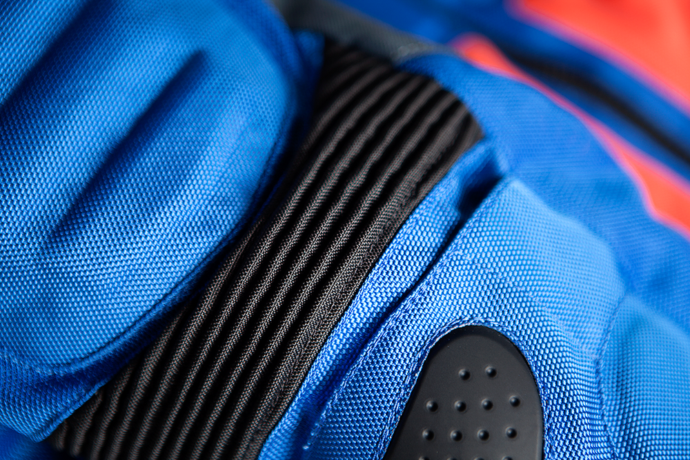 Мотокуртка - ICON OVERLORD RESISTANCE (текстиль, сине-оранжевая)