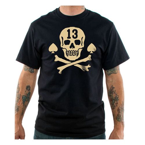 LUCKY13 PIRATE SKULL T-SHIRT BLACK
