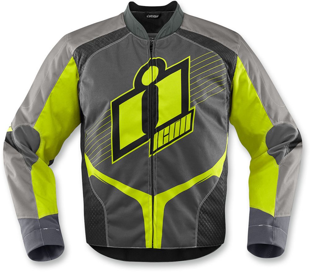 Мотокуртка - ICON OVERLORD (текстиль, серо-салатовая)