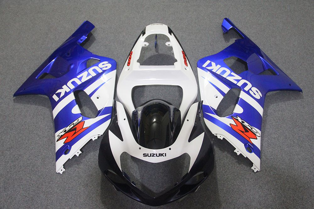 Комплект пластика для мотоцикла Suzuki GSX-R600/750 01-03 Сине-Белый