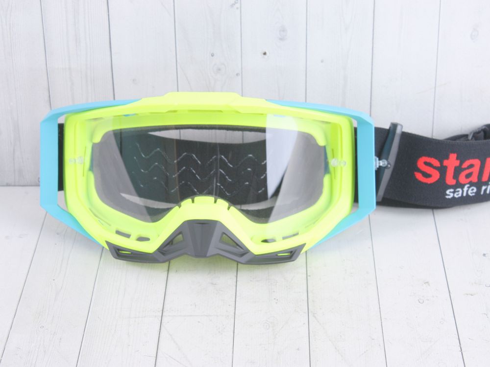 Кроссовые очки №101 / Желый / Голубой