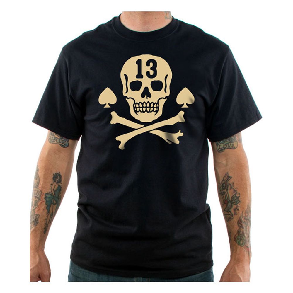 LUCKY13 PIRATE SKULL T-SHIRT BLACK