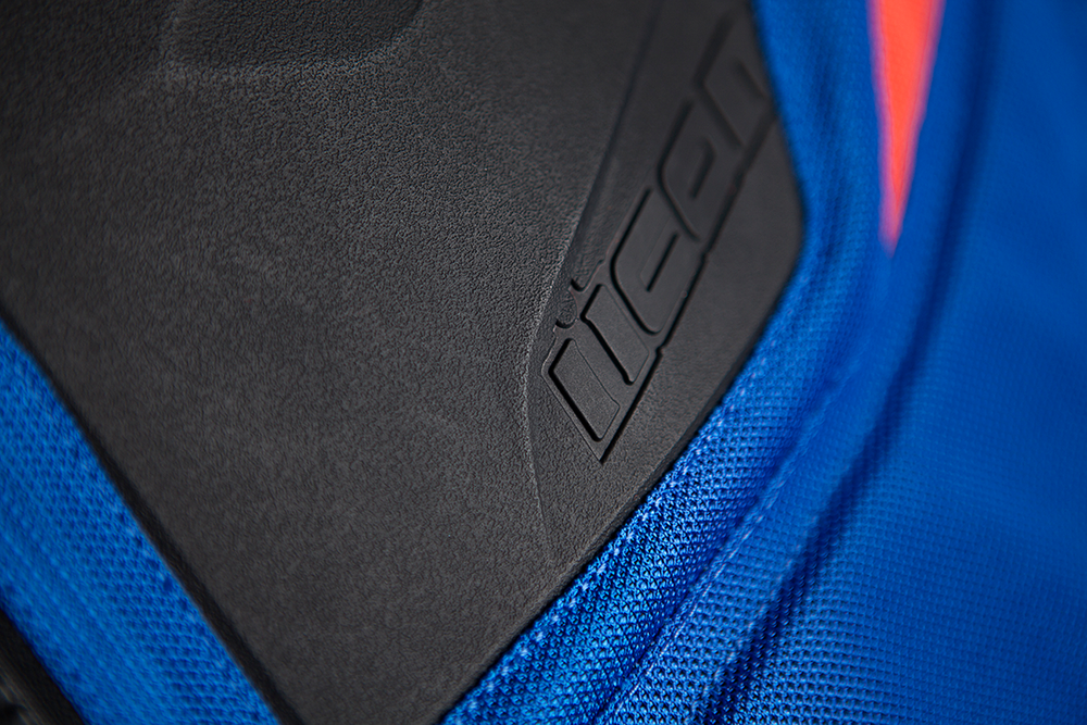 Мотокуртка - ICON OVERLORD RESISTANCE (текстиль, сине-оранжевая)