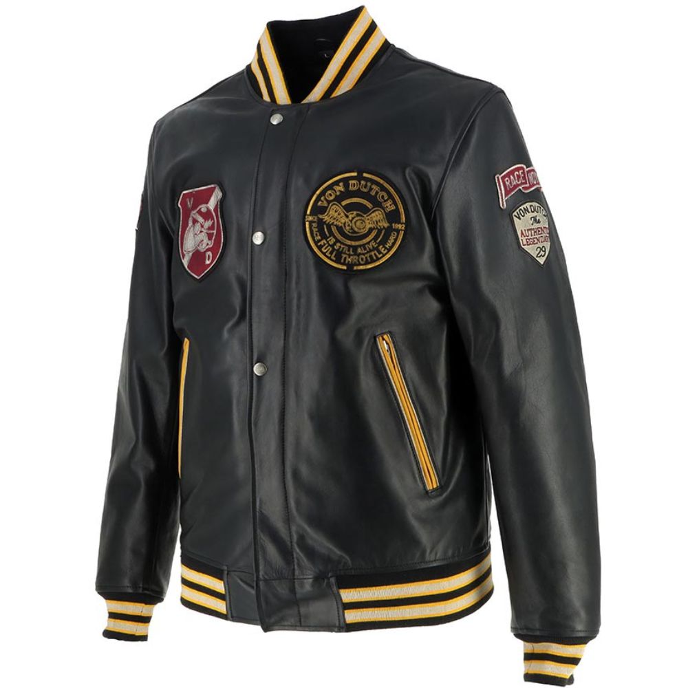 Von Dutch - Collegian Cuir Rag Jacket / Черно-желтый