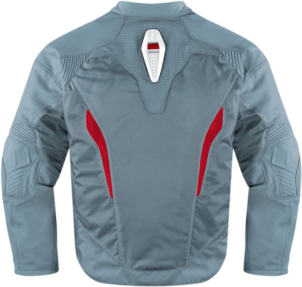 Мотокуртка - ICON SANCTUARY (кожа, серо-красная)