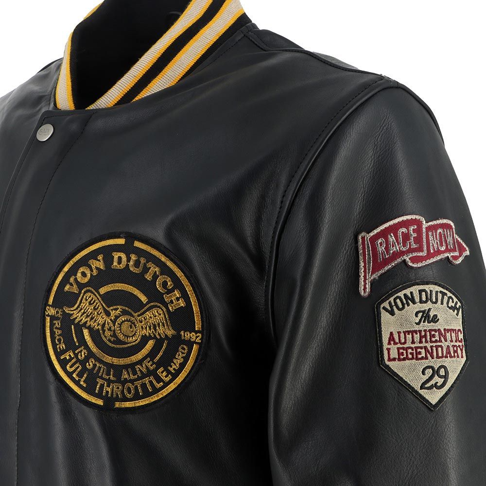 Von Dutch - Collegian Cuir Rag Jacket / Черно-желтый
