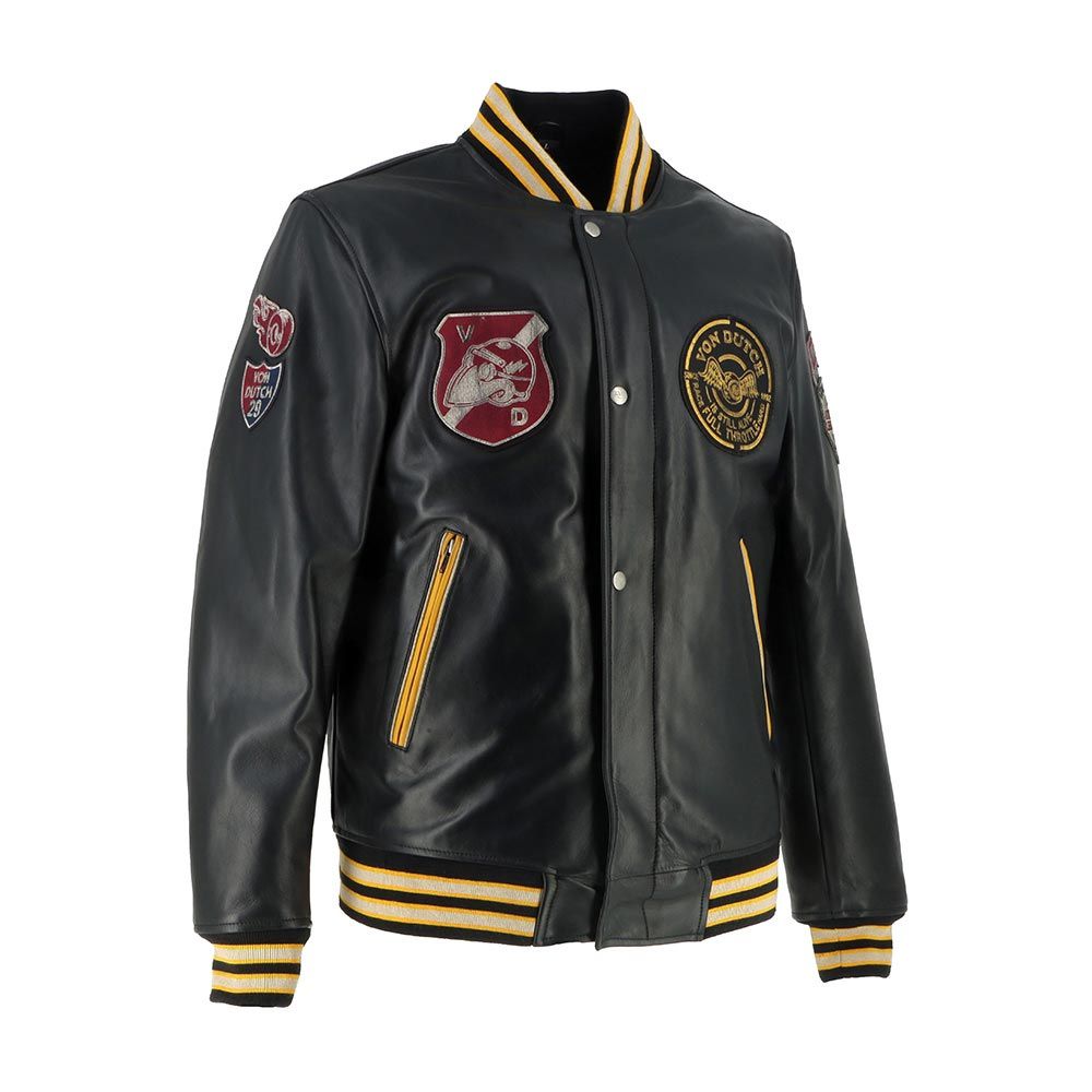 Von Dutch - Collegian Cuir Rag Jacket / Черно-желтый
